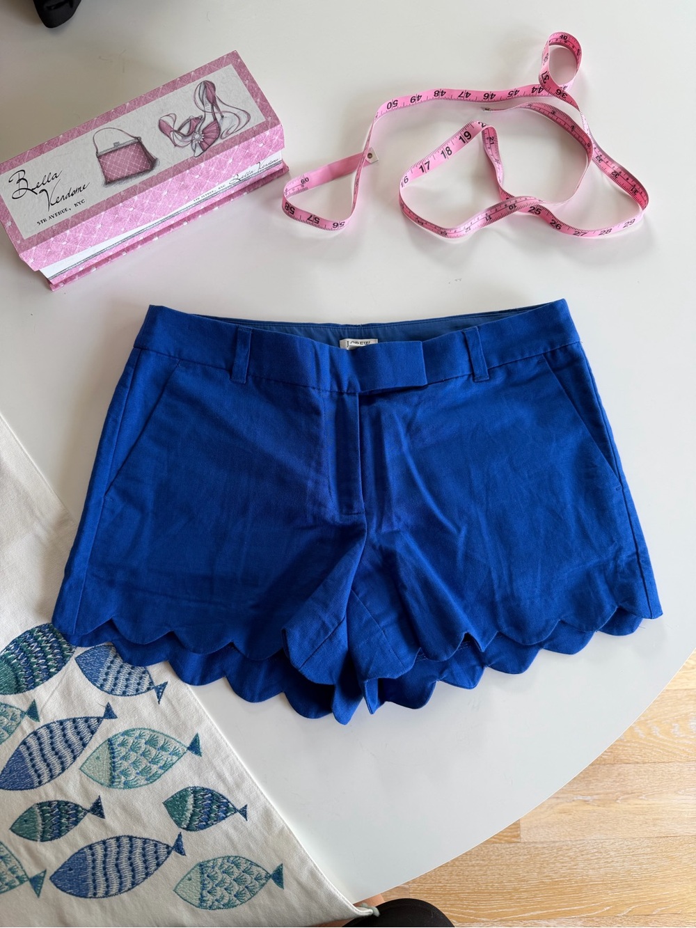 Royal Blue Scallop Hem Shorts